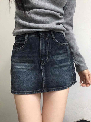 Vintage Washed Denim Mini Skirt