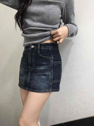 Vintage Washed Denim Mini Skirt