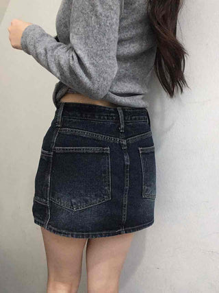 Vintage Washed Denim Mini Skirt