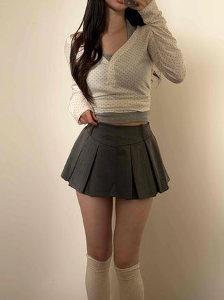 High-waisted Boxy Pleated Mini Skirt