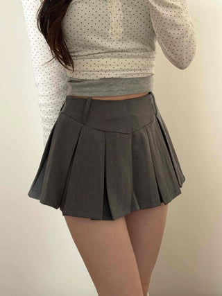 High-waisted Boxy Pleated Mini Skirt