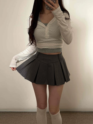 High-waisted Boxy Pleated Mini Skirt