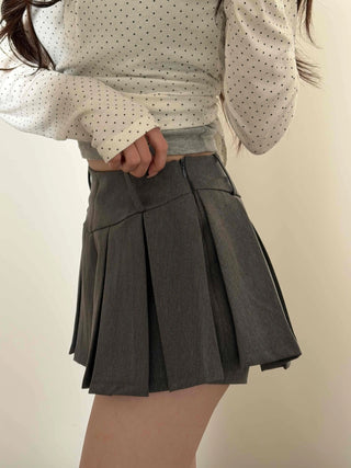 High-waisted Boxy Pleated Mini Skirt