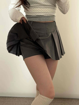 High-waisted Boxy Pleated Mini Skirt