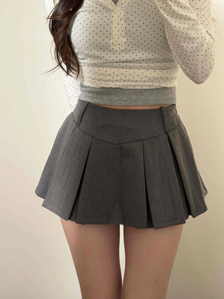 High-waisted Boxy Pleated Mini Skirt