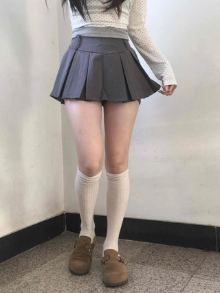 High-waisted Boxy Pleated Mini Skirt