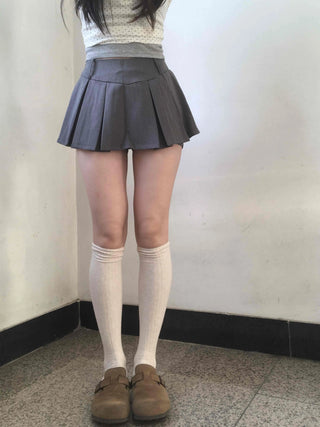 High-waisted Boxy Pleated Mini Skirt