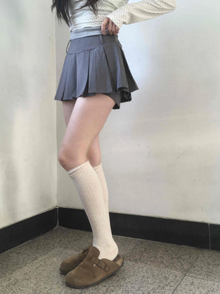 High-waisted Boxy Pleated Mini Skirt
