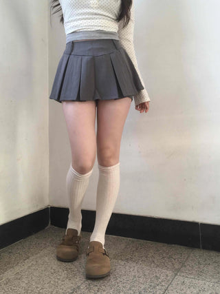 High-waisted Boxy Pleated Mini Skirt