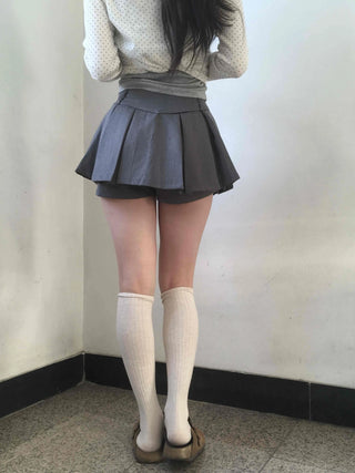 High-waisted Boxy Pleated Mini Skirt