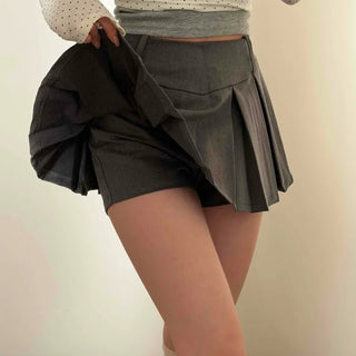 High-waisted Boxy Pleated Mini Skirt