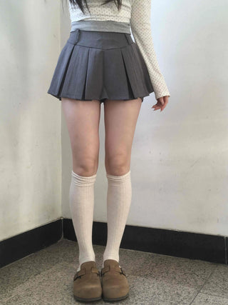 High-waisted Boxy Pleated Mini Skirt