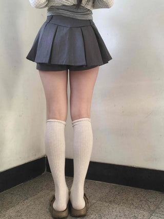 High-waisted Boxy Pleated Mini Skirt