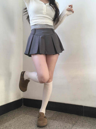 High-waisted Boxy Pleated Mini Skirt