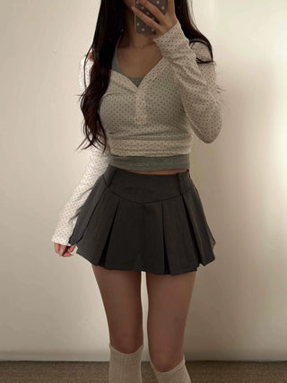 High-waisted Boxy Pleated Mini Skirt
