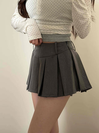 High-waisted Boxy Pleated Mini Skirt