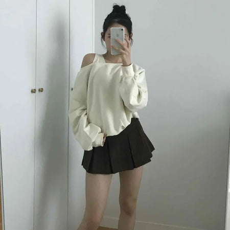 Everyday Simple Roll-up Elastic Banded Flare Mini Skirt