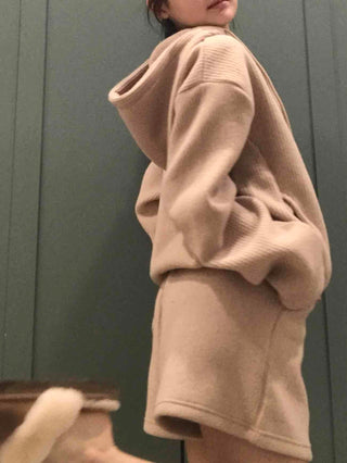 Cozy Waffle Collar Neck Oversized Two-Piece Set