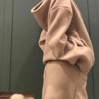 Cozy Waffle Collar Neck Oversized Two-Piece Set