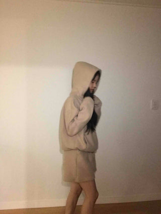 Cozy Waffle Collar Neck Oversized Two-Piece Set