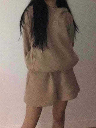 Cozy Waffle Collar Neck Oversized Two-Piece Set