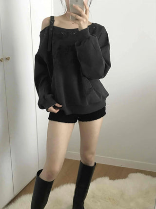 Cotton Fleece Oversized Long Sleeve Shirt and Shorts