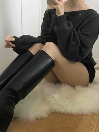 Cotton Fleece Oversized Long Sleeve Shirt and Shorts