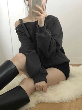 Cotton Fleece Oversized Long Sleeve Shirt and Shorts