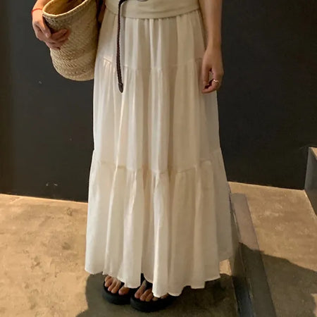 Fubi Flowy Tiered Maxi Long Skirt