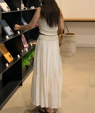 Fubi Flowy Tiered Maxi Long Skirt