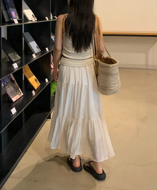 Fubi Flowy Tiered Maxi Long Skirt