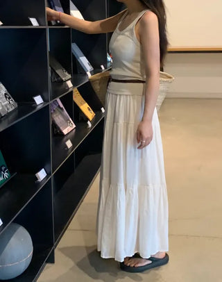 Fubi Flowy Tiered Maxi Long Skirt