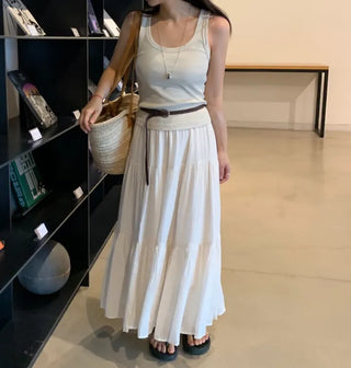 Fubi Flowy Tiered Maxi Long Skirt