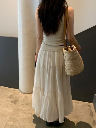 Fubi Flowy Tiered Maxi Long Skirt