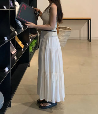 Fubi Flowy Tiered Maxi Long Skirt