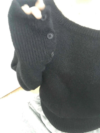 Glam Diagonal Drop Wide Neck Balloon Fit Knit
