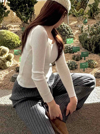Ribbed Knit Bootcut Flare Pants