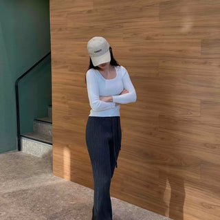 Ribbed Knit Bootcut Flare Pants