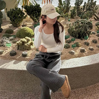 Ribbed Knit Bootcut Flare Pants