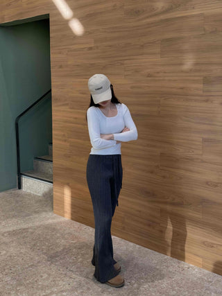 Ribbed Knit Bootcut Flare Pants