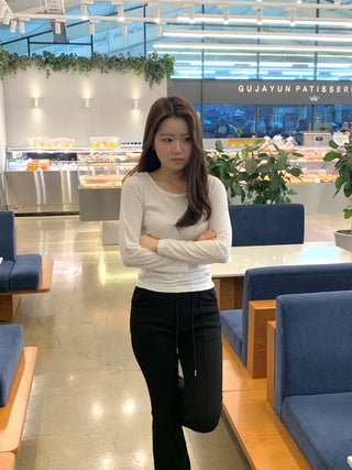 Daily Slim Fit Ribbed Round Long Sleeve T-shirt