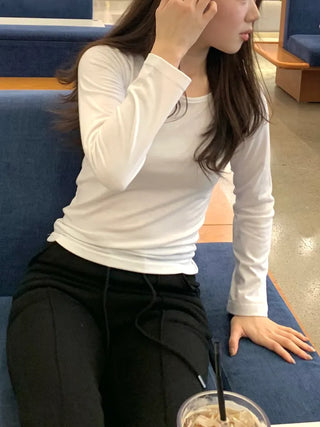 Daily Slim Fit Ribbed Round Long Sleeve T-shirt