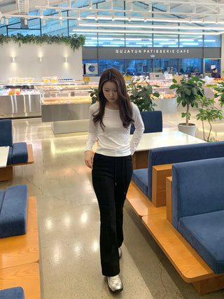 Daily Slim Fit Ribbed Round Long Sleeve T-shirt