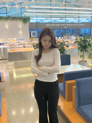 Daily Slim Fit Ribbed Round Long Sleeve T-shirt