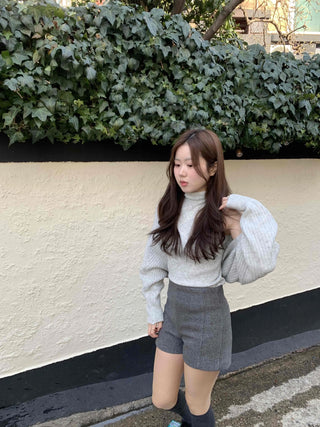 Delicate Fit Pearl Embroidered Turtleneck Cable Knit