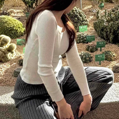 Bustier Layered Wide Rib Crop Knit