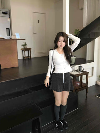 Heart Wappen Velvet A-line Mini Skirt