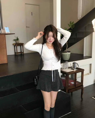 Heart Wappen Velvet A-line Mini Skirt