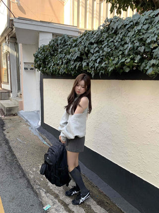 Herringbone Slit Slim Fit High-Waisted Shorts