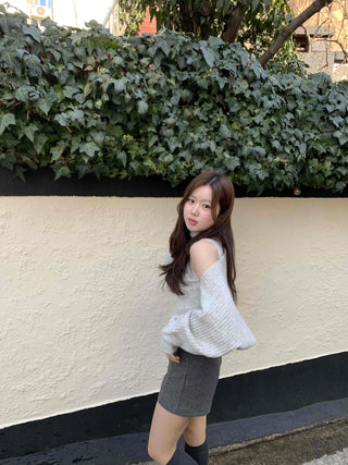 Herringbone Slit Slim Fit High-Waisted Shorts